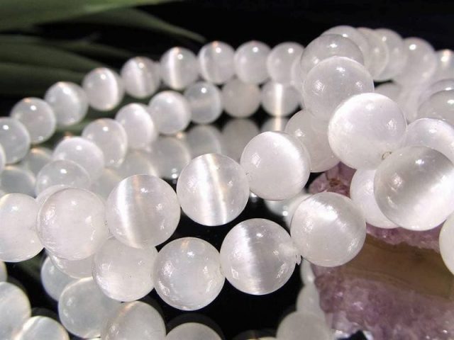 キャッツアイ セレナイト（透石膏）ブレスレット 約10.5mm-11mm