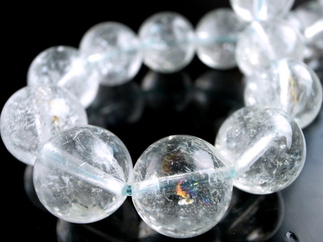 ハイクオリティ品質 透明感抜群！ ヒマラヤンベリル ブレスレット 10mm-10.5mm×19珠 クリアカラー
