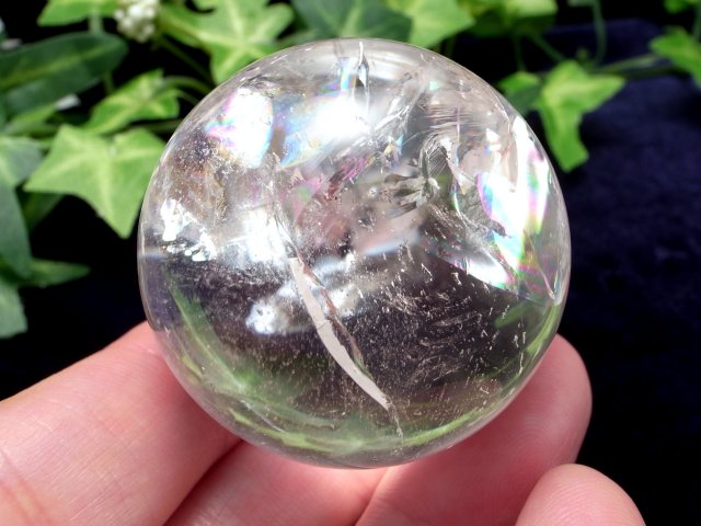✮超目玉✮☆美宝珠☆極品極上 水晶玉✨レインボー レムリアンシード 丸玉 天然石 超透明 5A レムリアン水晶 丸玉 台座付き φ39mm 重さ82g 古代の