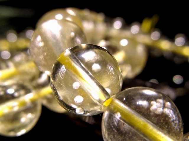 稀少！クリストバライト内包 リビアングラス ブレスレット 8.5mm