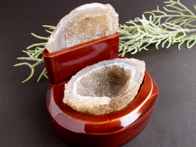 水晶結晶 置物 木製台座付き