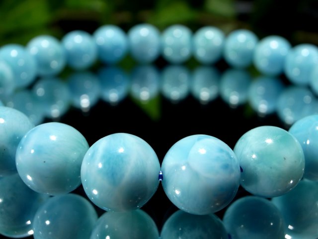水面模様くっきり 美しいブルー 3A+ ラリマー ブレスレット 8mm-8.5mm×23珠 愛と平和の石 カリブ海の宝石・ブルーペクトライト
