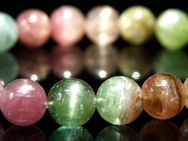 8.5㎜ マルチカラーキャッツアイトルマリン ブレスレット