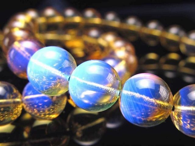 希少メキシコ産 3A+ ブルーアンバー ブレスレット 5.5mm-6mm×31珠前後