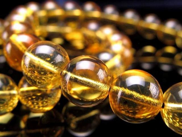 希少メキシコ産 3A+ ブルーアンバー ブレスレット 5.5mm-6mm×31珠前後