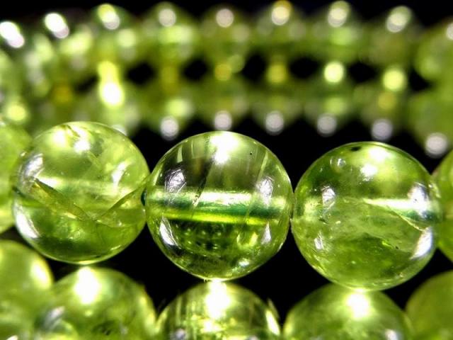 超希少大珠 4A ペリドット ブレスレット 8mm-8.5mm×23珠 圧巻のオリーブグリーン 希少な高透明度タイプ 女神ペレの涙と呼ばれる神秘石