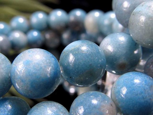 髑髏(スカル)、縞黒檀、ライトカラーブルークォーツ、2連ブレスレット