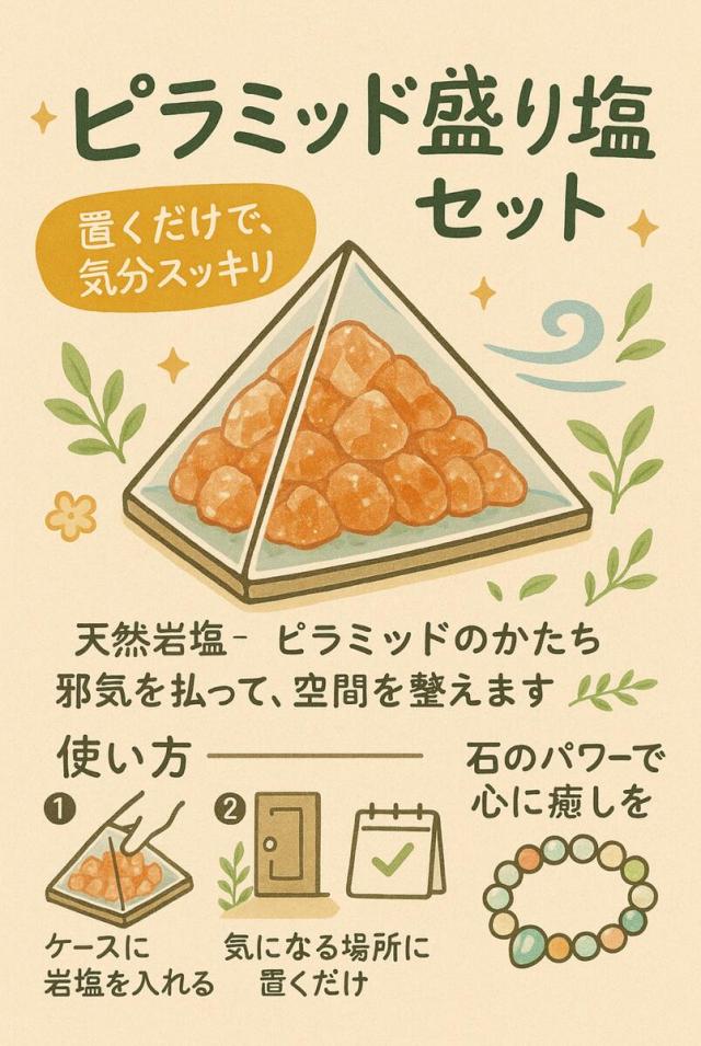 Sサイズ ヒマラヤ岩塩入り ピラミッド盛り塩セット 1個売り 縦約40mm