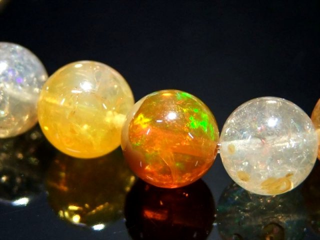 ファイヤーオパールブレスレット 4A ファイアオパール ブレスレット 8.5mm-9mm×22珠 希少オパール