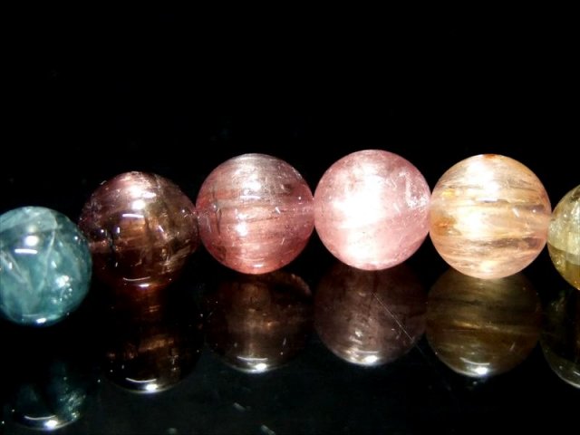 4A+ キャッツアイ MIXトルマリン ブレスレット 8mm-8.5mm×23珠 シックなマルチカラー 幸運・健康を引き寄せる石
