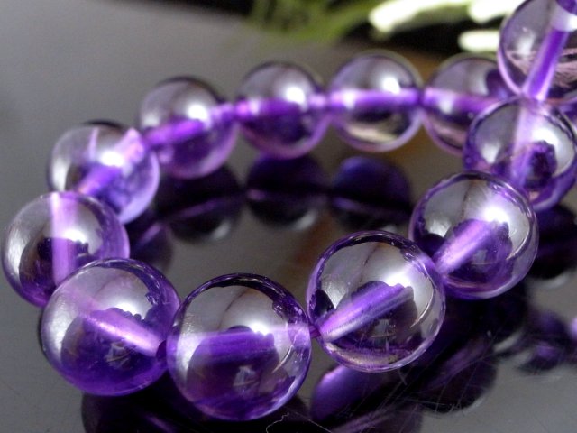 透明 3A アメジスト ブレスレット 8.5mm-9mm×21珠 愛の守護石 2月の誕生石 ブラジル産 パワーストーン 天然石