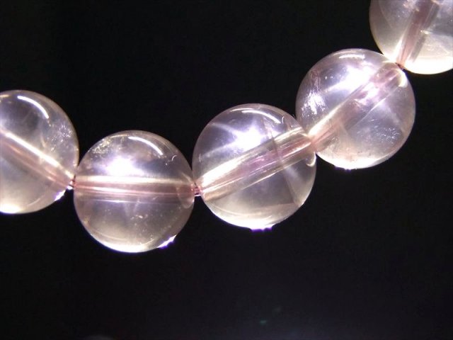 優しいシルキーピンクカラー スターローズクォーツ ブレスレット 11mm-11.5mm×17珠前後 大人気 星ローズ 女神と天使のエネルギーが宿る守護石