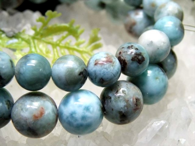 まるでチョコ入りラリマー キュープライトインラリマー(ブルーペクトライト)ブレスレット 10.5mm-11mm×18珠前後