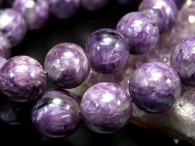 美しいマーブル模様 チャロアイト ブレスレット 約8.5mm-9mm×22珠前後