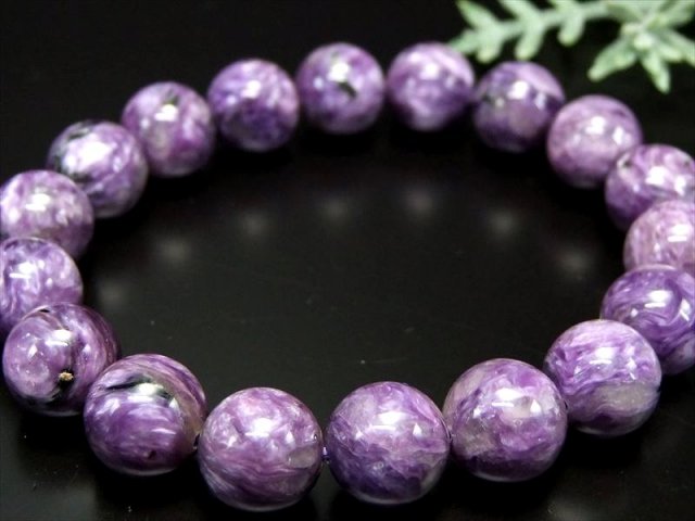 美しいマーブル模様 チャロアイト ブレスレット 約8.5mm-9mm×22珠前後