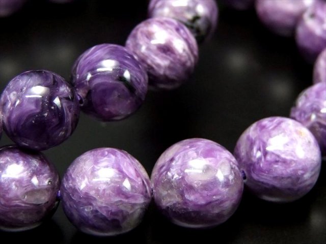 美しいマーブル模様 チャロアイト ブレスレット 約8.5mm-9mm×22珠前後