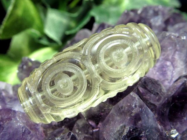 数量限定入荷！貴重天珠 リビアングラス 龍眼天珠 重さ3.7g 幅約24.5mm エジプト政府採掘禁 隕石由来のインパクトガラス