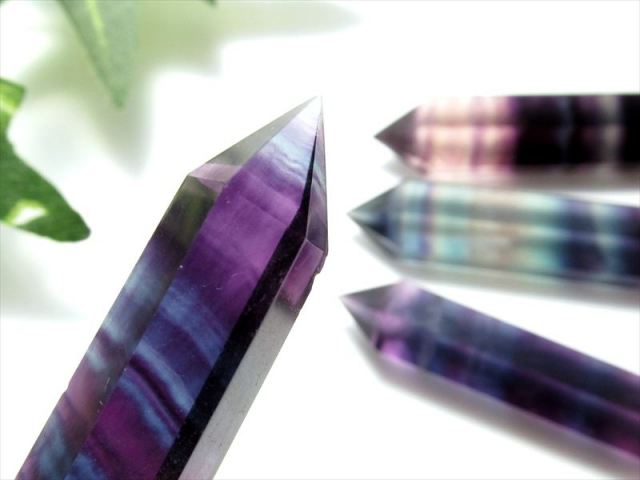 ミニサイズ 両剣タイプ レインボーフローライト 六角柱 ダブルポイント