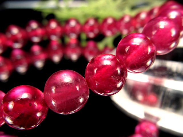 至高の1本 S級 宝石質 ルビー 紅玉 ブレスレット 8mm-9mm×24珠 宝石の女王 透明紅玉 妖艶 7月の誕生石 1点物 ミャンマー産