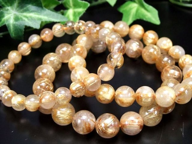 3A タイチン有り ゴールドルチルクォーツ ブレスレット 9.5mm