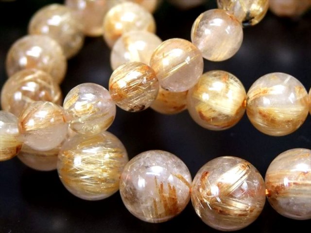 専用出品/大粒15mm玉 ゴールドルチルクォーツと水晶の天然石ブレスレット 一点物超大ゴールドルチルクォーツ15mmブレスレット金運天然石石
