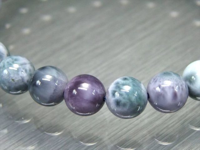 抜粋鑑別済み 4A パープルラリマー ブレスレット 8.5mm×25珠