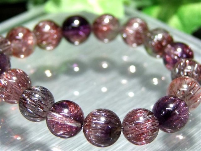 豪華プレミアグレード S級 スーパーセブン ブレスレット 7mm-7.5mm×26珠 7種類の石の要素が共鳴するパワーストーン たっぷり内包鉱物