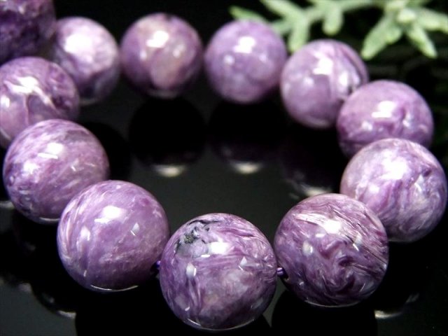 美マーブル 5A チャロアイト チャロ石 ブレスレット 11.5mm-12mm×18珠 妖艶マーブル 鮮やかパープル 人徳を高める エンジェルシリカ珠有り 一点もの ロシア産