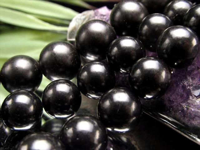 AA 約8mm珠 ジェット 黒玉 一連 約38-40cm カナダ産 パワーストーン 天然石