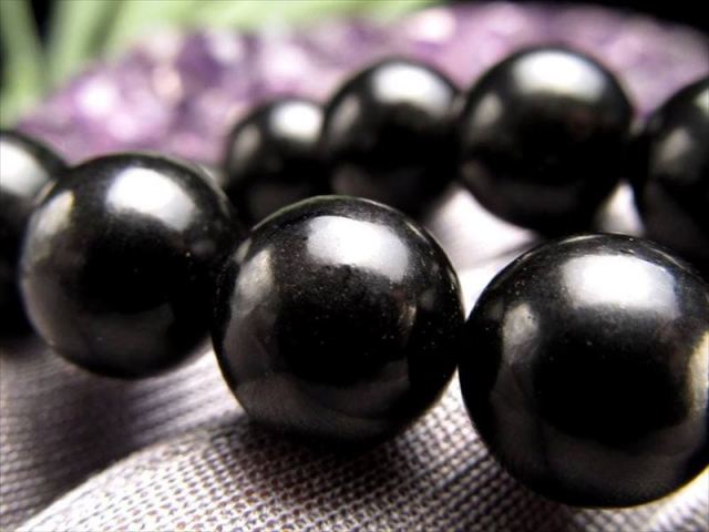 AA 約8mm珠 ジェット 黒玉 一連 約38-40cm カナダ産 パワーストーン 天然石