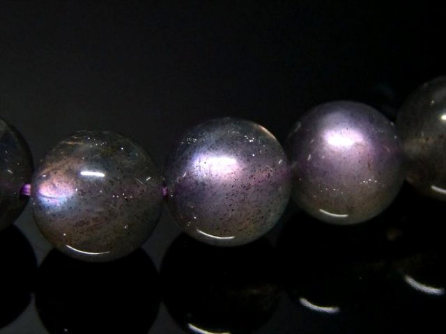 激レア 5A パープルシラー ラブラドライト ブレスレット 8.5mm-9mm×22珠 スペクトロライト 珍しい紫シラー 信念を貫く力 一点もの マダガスカル産