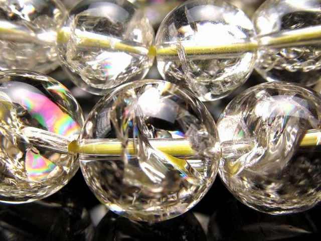 クリアタイプ アイリス レモンクォーツ ブレスレット 10mm-10.5mm×20珠前後 透明感抜群 爽やかクォーツ きらきらクラック入り