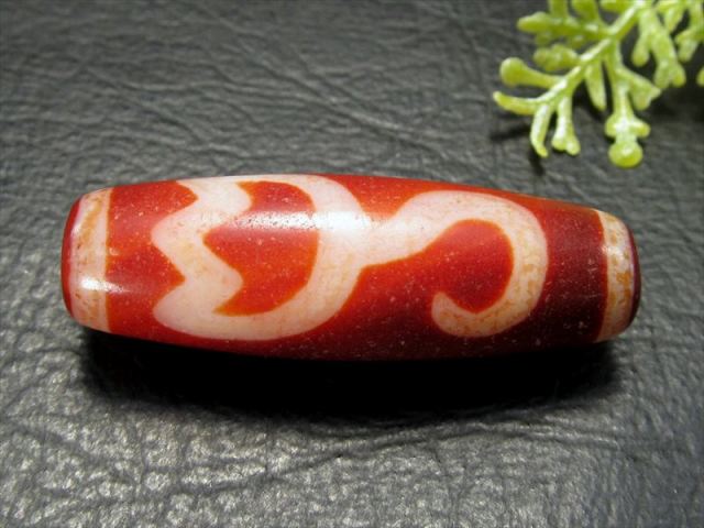 希少紅朱砂入り 水蓮花紅天珠(すいれんかべにてんじゅ) 約37mm-39mm 1