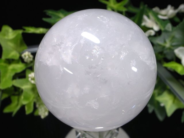 龍神の吐く息 スノーホワイト水晶 丸玉 φ62mm 重さ362g 極上