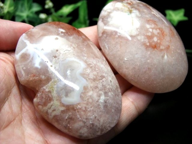 桜メノウ☆桜瑪瑙 桜満開 さくらメノウ ホットストーン型タンブル 1個売り 重さ120g-140g