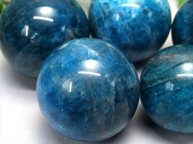 4A シラーありも ブルーアパタイト 丸玉 1個売り 直径約42mm-44mm 深み