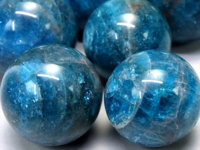 4A シラーありも ブルーアパタイト 丸玉 1個売り 直径約42mm-44mm 深み