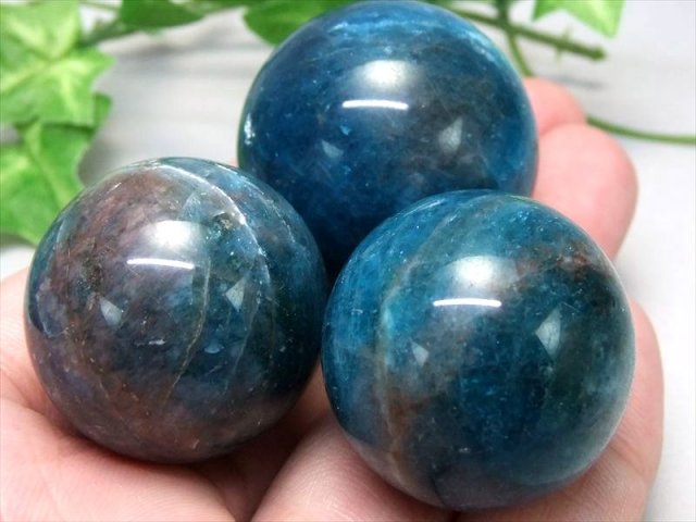 4A シラーありも ブルーアパタイト 丸玉 1個売り 直径約42mm-44mm 深み