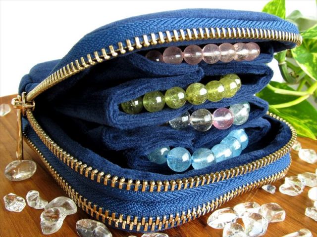 ダブルジップ ブレスレット専用 旅ポーチ 小ポケット付き 幅約12cm×11.5cm アクセサリーポーチ