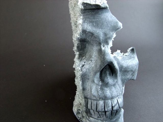 唯一無二、幻影ドクロ ゴーストスカル 彫刻置物 最大幅約165mm 重さ約