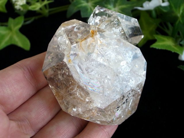 虹入り ハーキマーダイヤモンド ハーキマー水晶 結晶 最大幅 約69mm 重