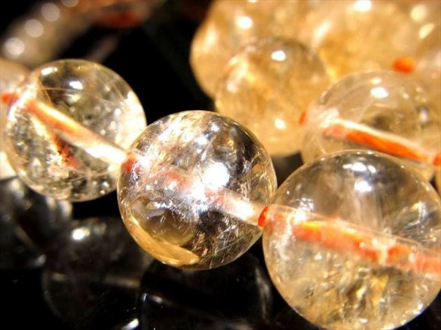 AA 約10mm珠 レインボーシトリン 黄水晶 一連 約38-40cm キラキラ