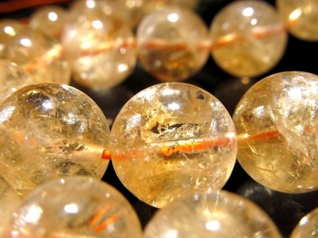AA 約12mm珠 レインボーシトリン 黄水晶 一連 約38-40cm キラキラ