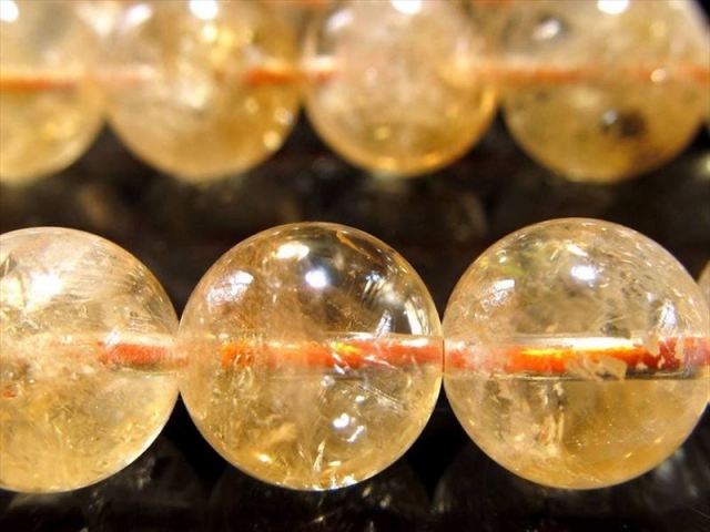 AA 約10mm珠 レインボーシトリン 黄水晶 一連 約38-40cm キラキラ