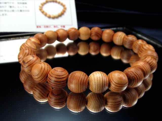 正規品 世界銘木協会 高野山壇上伽藍中門檜 ブレスレット 10.5mm-11mm
