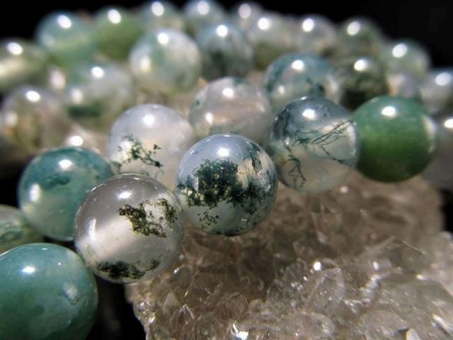 透明タイプ 6mm珠 モスアゲート 一連 約36-38cm 天然石 ビーズ パワーストーン 安らぎをもたらす森林浴の石 ブラジル産