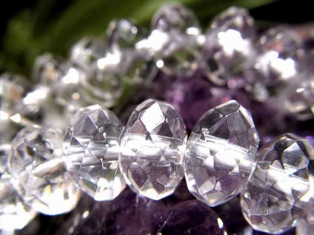 激安宣言 繊細カット 約6mm-7mm 天然水晶ボタンカット クリスタル 一連