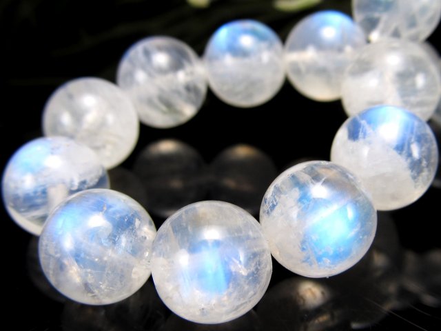 永遠の愛の象徴 5A ブルー ムーンストーン ブレスレット 9mm-9.5mm×21珠 6月の誕生石 抜群のシラー効果 極上天然石 一点もの スリランカ産