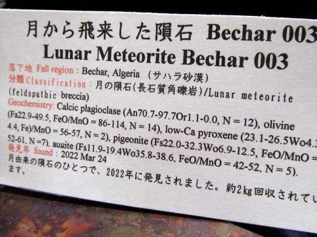 これぞ宇宙のロマン 月隕石 Bechar 003 約7.8mm 重さ約0.20g 月