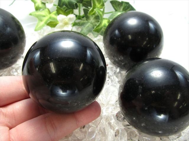 高品質レア◇ブラックトルマリンスフィア*a 52mm・228g／天然石 丸玉 ブラックトルマリン 丸玉 置物 1個売り 直径約45mm-47mm 電気石 マット